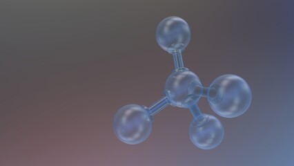 Molecular structure of crystal atom under blue-white lighting background. Concept image of vaccine development, regenerative and advanced medicine. 3D illustration. 