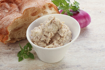 Jewish traditional cuisine herring mousse Forsmak