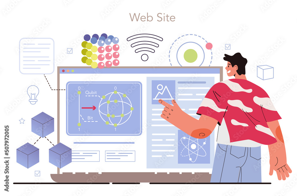 Poster quantum computer developing online service or platform