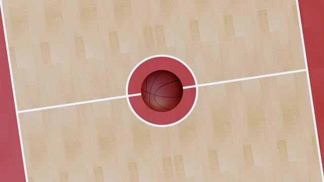 Basketball ball bouncing on basketball court. Seamless Loop video.