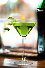 Sweet and sour. Margarita cocktail in the glass