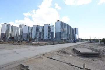 Naklejka premium Photos of the construction process of the residential complex