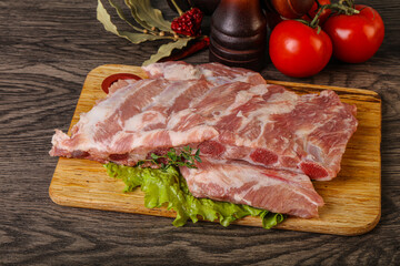 Raw pork ribs for cooking