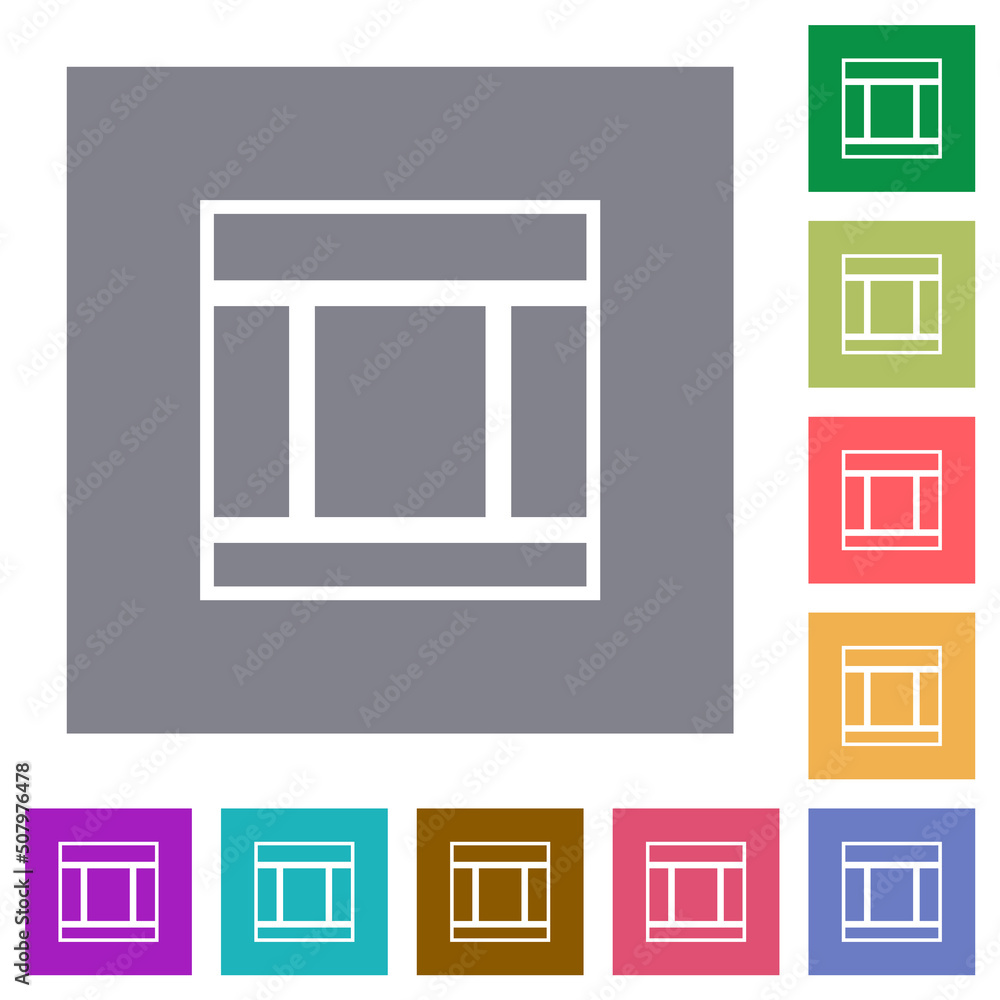 Poster three columned web layout outline square flat icons