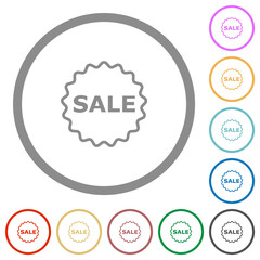 Sale badge outline flat icons with outlines