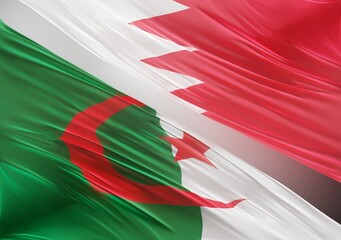 Bahrain Flag with Abstract Algeria Flag Illustration 3D Rendering (3D Artwork)