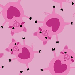 Kids seamless cartoon pigs pattern for fabrics and packaging and gifts and cards and linens and wrapping paper
