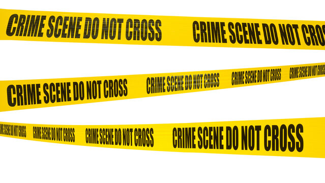Crime scene tape with word crime scene do not cross isolated on white background.  Crime scene restricted area tape.