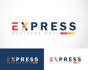rocket logo design creative express business food,connect,travel and technology