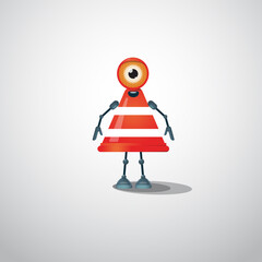 Traffic cone vector. Traffic cone character design.