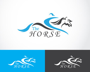 Horse logo design speed run design minimalist,sport champion design concept