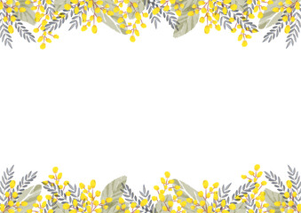 ミモザの水彩イラストフレーム