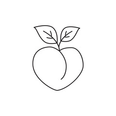 Peach icon in black flat glyph, filled style isolated on white background