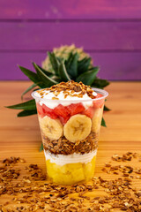 Tropical Fruits Bowl with Pineapple and Bananas