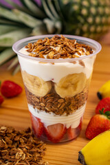 Tropical Fruits Acai Bowl with banana and Strawberry