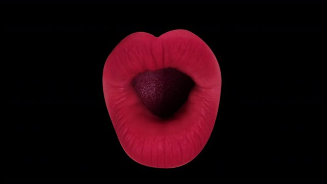 Cutout of womans full red lips