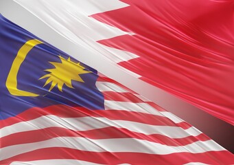 Bahrain Flag with Abstract Malaysia Flag Illustration 3D Rendering (3D Artwork)