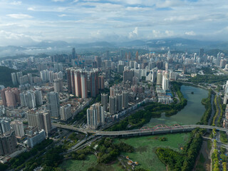 Fototapeta na wymiar Aerial view of beautiful downtown landscape in shenzhen, China