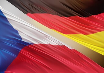 German Flag with Abstract Czech Republic Flag Illustration 3D Rendering (3D Artwork)