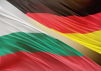 German Flag with Abstract Bulgaria Flag Illustration 3D Rendering (3D Artwork)