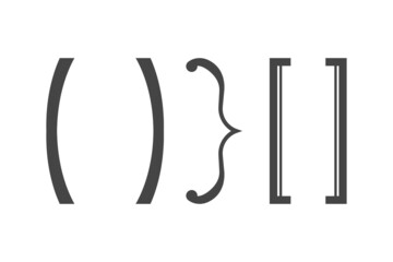 Curly braces vector icons set isolated on a white background.