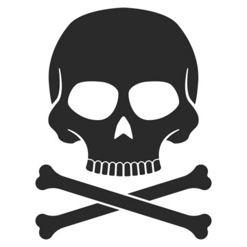 Poison symbol skull with crossbones vector icon isolated on a white background.
