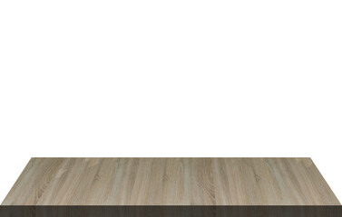 wooden table Perspective isolated, white background and abstract, copy space