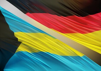 German Flag with Abstract The Bahamas Flag Illustration 3D Rendering (3D Artwork)