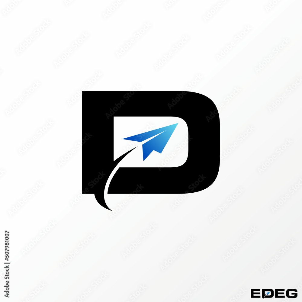 Poster unique but simple letter or word d sans serif font with paper plane image graphic icon logo design a