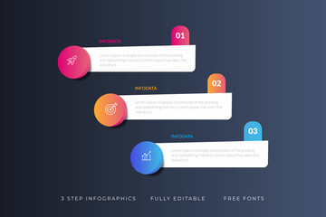 3 steps infographics for business presentations