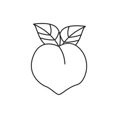 Peach icon in line style icon, isolated on white background