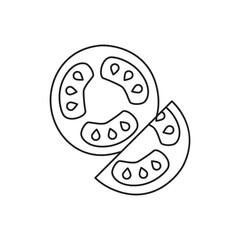 Sliced Tomato icon in line style icon, isolated on white background