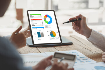 Group of Asian Business people consult advice about finance plan. Account concept.