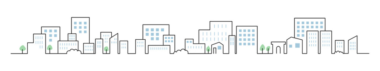 手描き風・街の風景のベクターイラスト