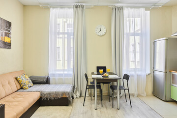 A cozy studio apartment with different decor