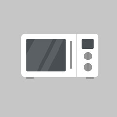 Microwave oven icon isolated on gray. Vector illustration of microwave in flat cartoon style