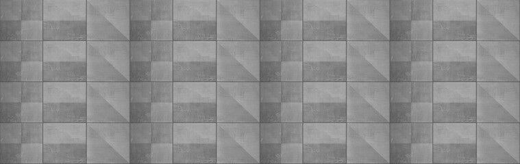 Gray grey stone concrete cement ceramic mosaic tile mirror, tiles wall or floor texture background banner panorama, with square, rectangle, triangle print
