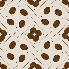 coffee, seamless coffee pattern, illustration, seamless background with grains