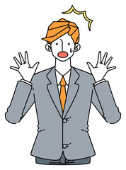 びっくり驚くスーツ姿のビジネスマンの男性のイラスト