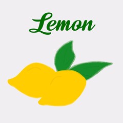 two lemons with watercolor leaves