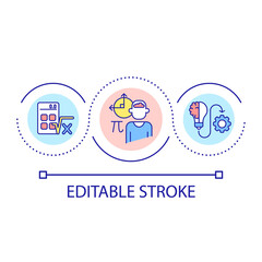 Math skills for programming loop concept icon. Algebra and arithmetic. Software development abstract idea thin line illustration. Isolated outline drawing. Editable stroke. Arial font used