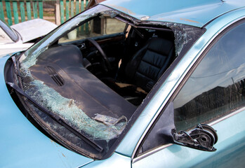 A car after a collision with pedestrians and an accident. Damage to the car body and roof....