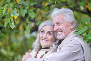 Portrait of a beautiful senior couple hugging