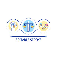 Moral and ethical values loop concept icon. Societal standards abstract idea thin line illustration. Social justice. Philosophical beliefs. Isolated outline drawing. Editable stroke. Arial font used