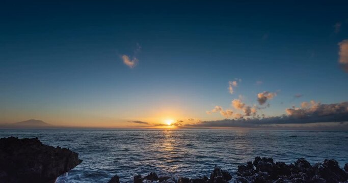 time lapse of the sunrise over the sea in Bali island, Indonesia 