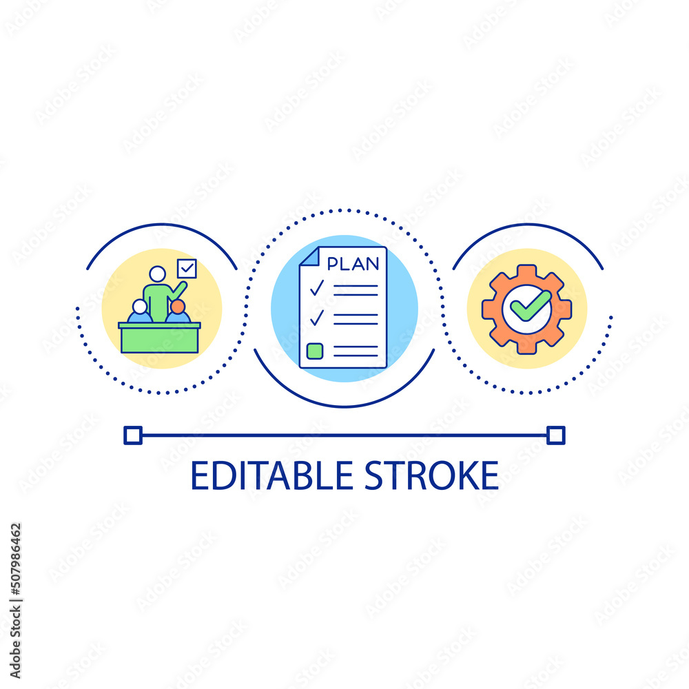 Poster productivity improvement plan loop concept icon. planning tasks, assignments abstract idea thin line