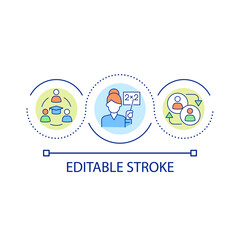 Inclusive teaching loop concept icon. Cooperative learning abstract idea thin line illustration. Providing quality education for students. Isolated outline drawing. Editable stroke. Arial font used