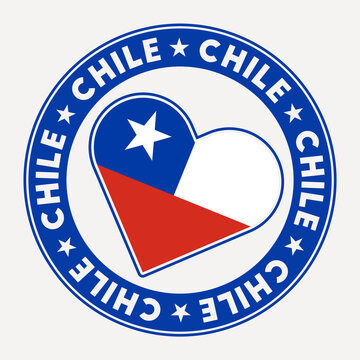 Chile heart flag badge. From Chile with love logo. Support the country flag stamp. Vector illustration.