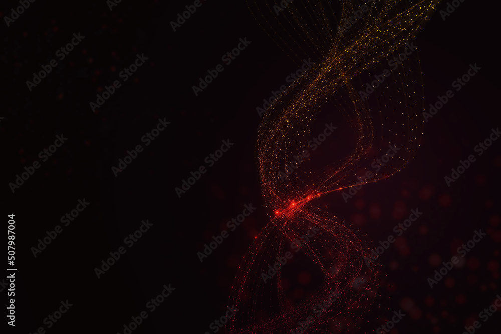 Aufkleber Abstract glowing digital wave backdrop with mock up place. 3D Rendering.