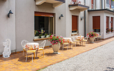 Small outdoor terrace in Sirmione, Italy 